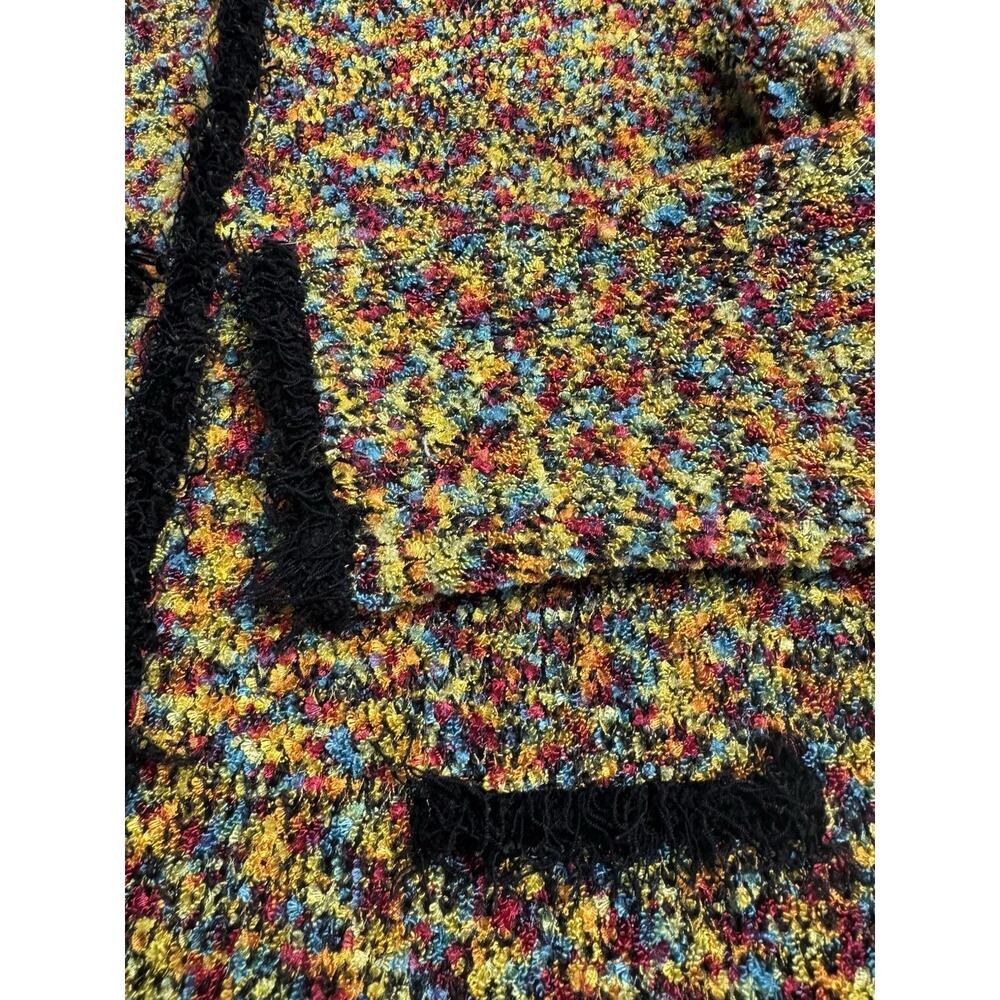 Marisa Christina Petite M Vintage Textured Cardigan Colorful Sweater Fringe PM - Picture 2 of 6
